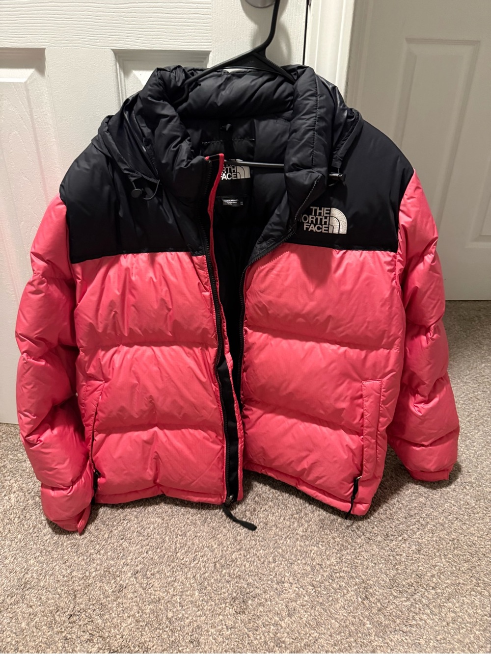 The North Face Red and Black Nuptse Puffer Jacket